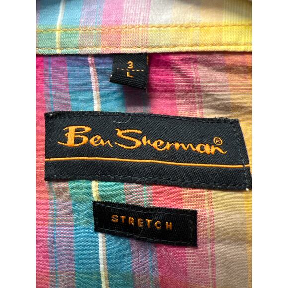 Ben Sherman Men’s Plaid Western Pearl Snap Cotton Casual Shirt Size L Multicolor - Picture 2 of 3